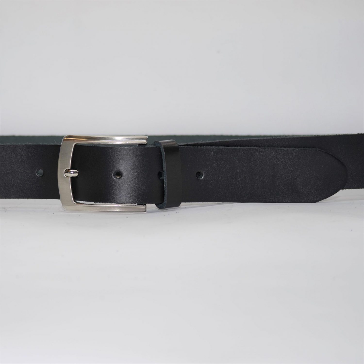 Tanmark Black Leather Belt With Chunky Square Buckle 1¼