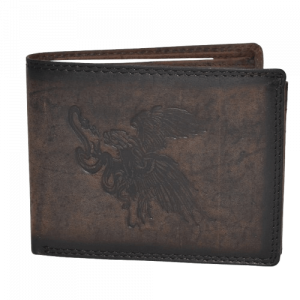 Real leather Embossed Wallet - Style No. AI-91ES (Eagle) (Dk Brown)