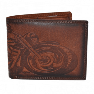 Real leather Embossed Wallet - Style No. AI-91ES (Motorbike) asst colours