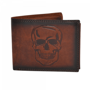 Real leather Embossed Wallet - Style No. AI-91ES (Skull) Asst colours