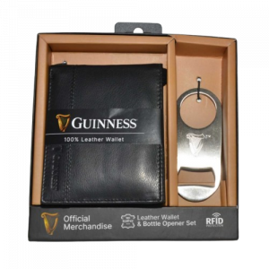Guinness Leather RFID Wallet & Bottle Opener Set- Style No. JBGNGS04 (Black Only)