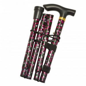 Lorenz Budget Floral Folding Walking Stick - Style No. 2879Floral (Asst Colours)