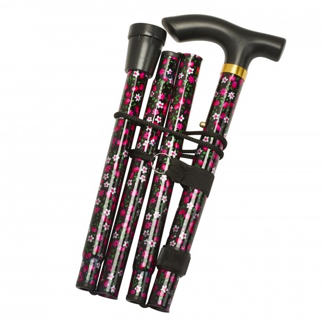 Lorenz Budget Floral Folding Walking Stick - Style No. 2879Floral (Asst Colours)